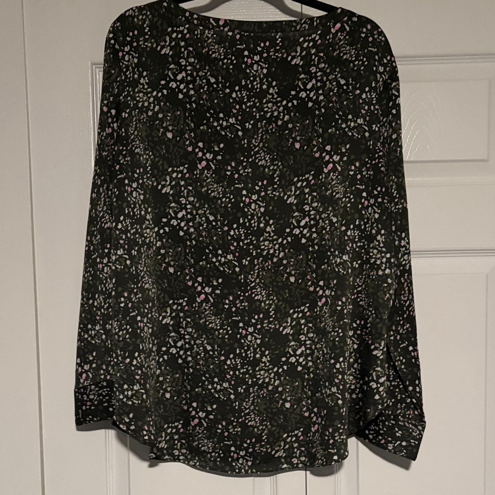 Banana Republic Long Sleeve Floral Blouse - Dark Green - Picture 5 of 5